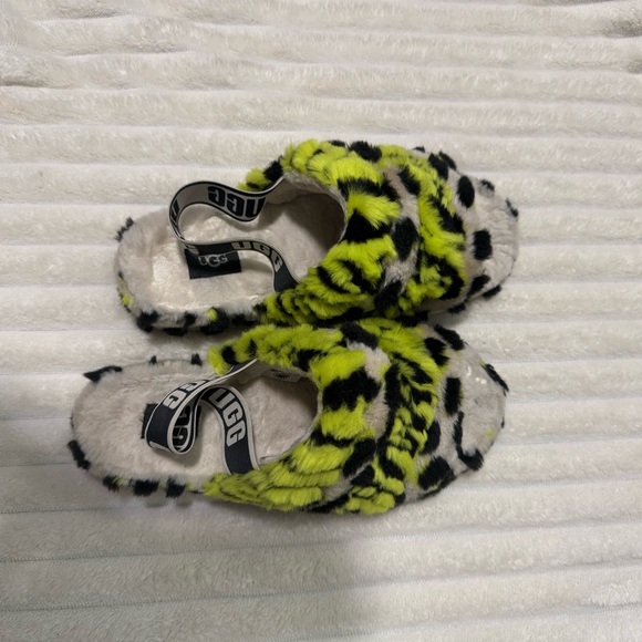 UGG FLUFF YEAH ANIMALIA SLINGBACK Slippers GUC. Sz 10 women’s - Picture 1 of 8